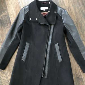 MARC NEW YORK Wool Faux Leather Accent Peacoat